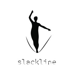 the slackline logo. silhouette of a man on a sling