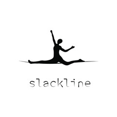 the slackline logo. silhouette of a man on a sling