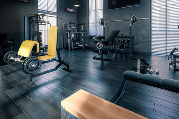 Body Building Center With Exercise Machines Integrated Inside a Penthouse Fitness Area - 3D Visualization