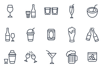 set of Alcohol and cocktails elements symbol template for graphic and web design collection logo vector illustration
