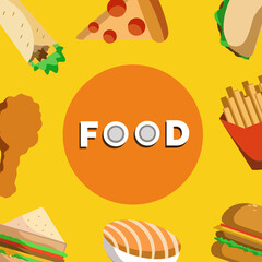 Background Food Illustration Vector Full Set Style Flat Design