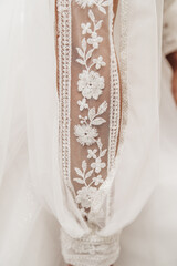 Lace embroidered fabrics for ateliers. Making wedding dresses 