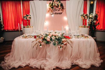 Celebration, banquet with luxurious decoration in a restaurant 