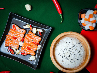 spicy salmon and japan rice