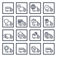 set of delivery truck elements symbol template for graphic and web design collection logo vector illustration