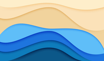 abstract paper cut out art style beach summer curve paper waves blue sea banner flyer invitation poster web site design background