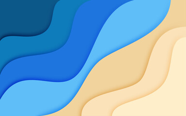 Obraz na płótnie Canvas abstract paper cut out art style beach summer curve paper waves blue sea banner flyer invitation poster web site design background
