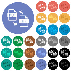 PDF TIF file conversion round flat multi colored icons