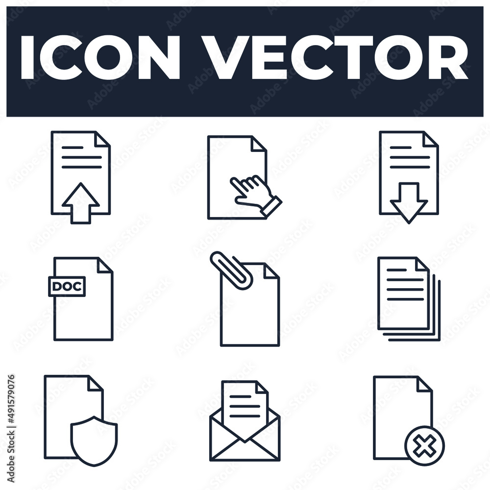 Poster set of document elements symbol template for graphic and web design collection logo vector illustrat
