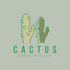 Simple and Unique Double Meaning Cactus Logo Design Concept Vector