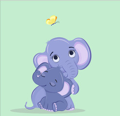 Fototapeta premium elephants mama and baby