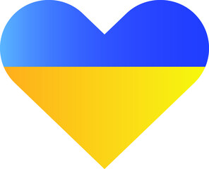 Flag of Ukraine in heart shape. Support Ukraine, Ukrainian flag with a Heart icon. Vector illustration. Ukrainian national symbol.