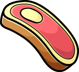 Cartoon Fresh Raw Steak. Vector Hand Drawn Illustration Isolated On White Background