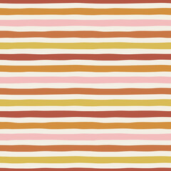 Colourful Irregular horizontal vertical stripes vector seamless pattern. Stripy geometric abstract background. Parallel lines surface design for Scandinavian style nursery.