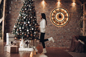 Gorgeous girl with long dark hair with little white dwarf.