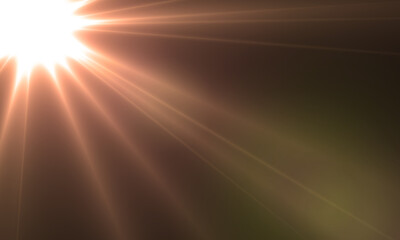 Bright Optical Flare Lighting with rays on dark Background. Shiny Light Overlay 
