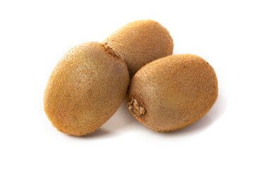 Ripe whole kiwi fruits isolated on a white background