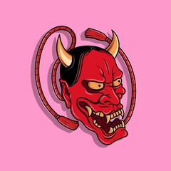 Oni japanese devil mask, Vector illustration eps.10