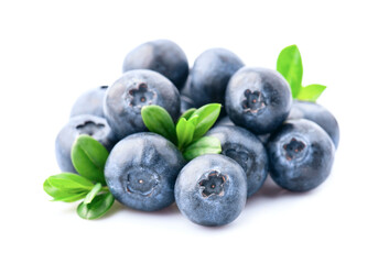 Sweet blueberries with leaves