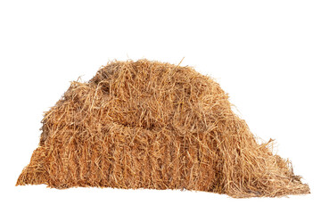 A pile of hay isolated on white background.