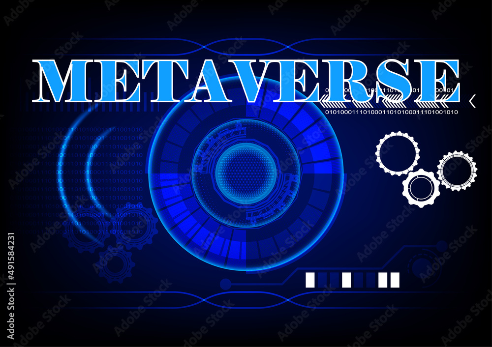 Aufkleber graphics design vector illustration style hitech technology glow for backdrop with text metaverse
