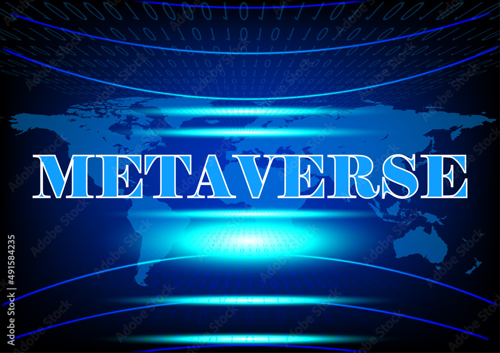 Poster graphics design vector illustration style hitech technology glow for backdrop with text metaverse