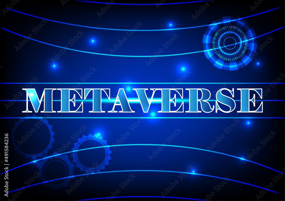 Poster graphics design vector illustration style hitech technology glow for backdrop with text metaverse