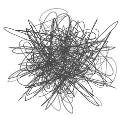 Tangled abstract scribble with hand drawn line. Doodle  vector drawn tangles, lines, circles. Black line abstract scribble shape. tangled chaos, depression, aggression, evil