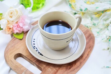 可愛いカップのコーヒー　ティータイム
