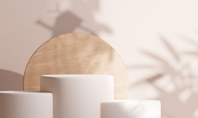 Podium on earth tone colour background for product presentation. Natural beauty pedestal, relaxation and health, 3d illustration.
