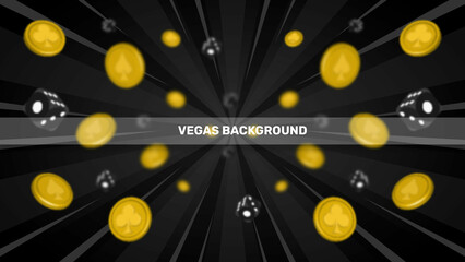 vegas background with coin and dice illustration black olor