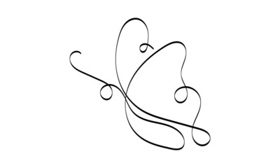 Butterfly line design silhouette. Hand drawn minimalism style vector illustration