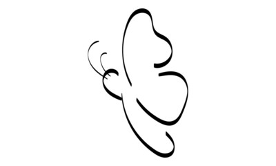 Butterfly line design silhouette. Hand drawn minimalism style vector illustration