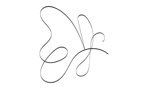 Butterfly line design silhouette. Hand drawn minimalism style vector illustration