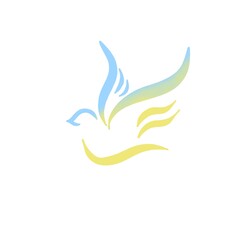 dove of peace - pray for Ukraine. yellow-blue flag of Ukraine