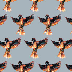 Seamless pattern with birds.
