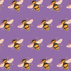 Seamless pattern with bees.