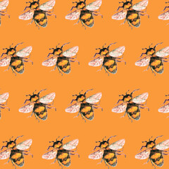 Seamless pattern with bees.