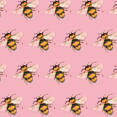 Seamless pattern with bees.