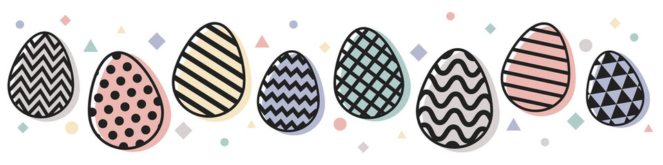 Easter banner with colourful eggs. Vector