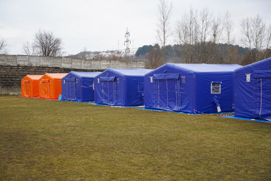 Tents For Ukrainian Refugees Fleeing The War. Details.