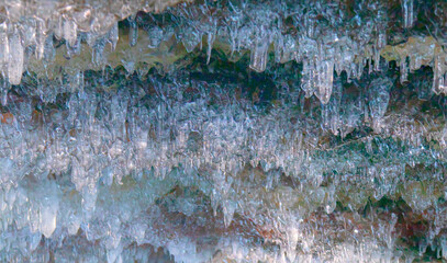 Inside the ice cave - ice cave winter frozen nature background landscape - Lake Baikal, Siberia, Eastern Russia