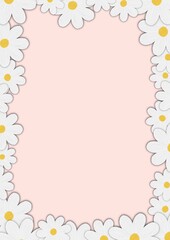 Flower frame. Floral frame with Daisy flowers. Botanical design for cards, invitations, stationery, nursery decor, baby shower 
