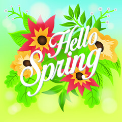 Hello Spring Greeting Quote Celebration Lettering Card
