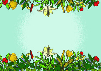 Bright spring background with flower plants
