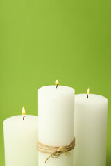 Concept of relaxation with aroma candles, space for text