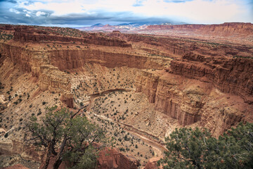 Geologic Formations at Sunset, Capitol Reef National Park, Utah