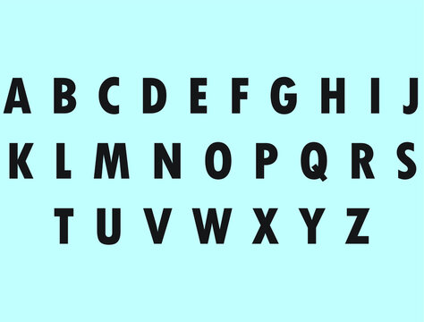 vector alphabet set for nursery children with clear letters on blue background. 