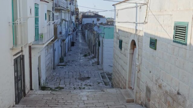 Stone paved alley with typical houses. Minervino Murge, Apulia region, Italy