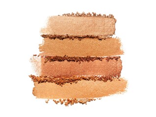 Eye shadow glitter shimmer and matte beige brown nude colored texture background white isolated